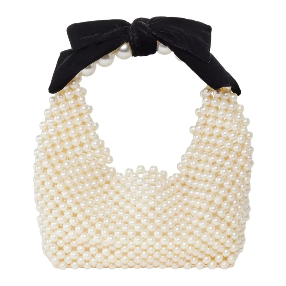 Beaded Bow Pearl Shoulder Bag - Picture 1 of 3